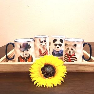 Hipster Animal Mugs (set of 4)
